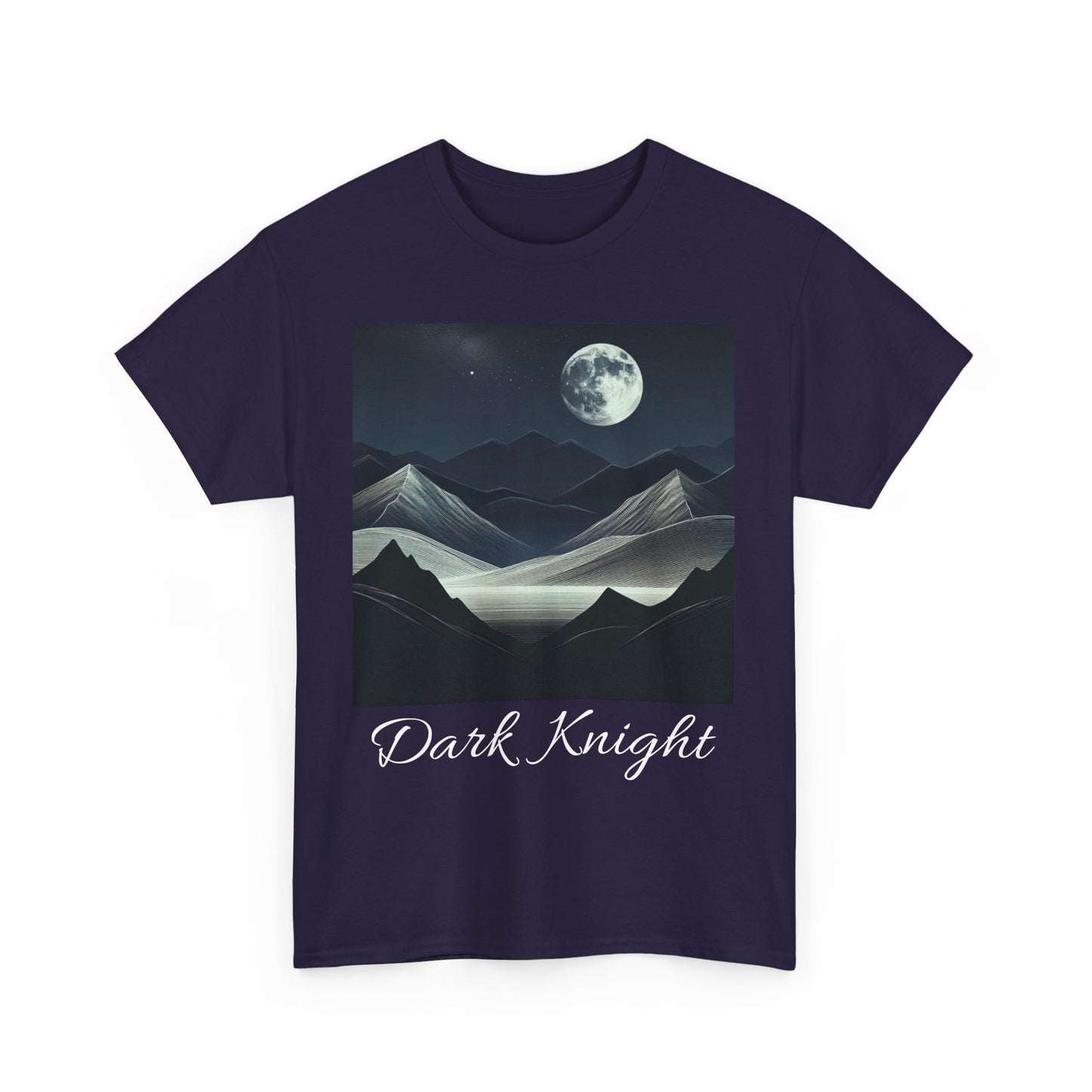 Dark Knight Unisex Heavy Cotton Tee - Celestial Mountain Design