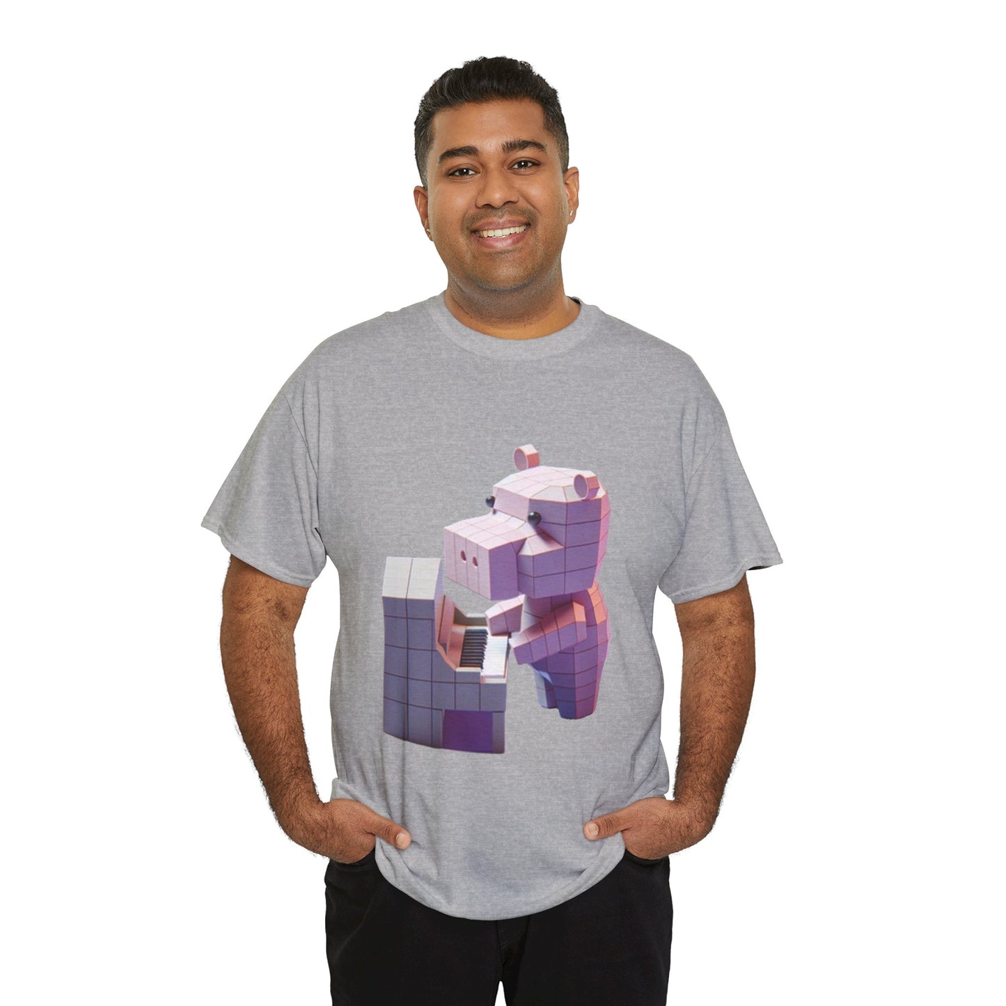 Cute 3D Animal Graphic Unisex Heavy Cotton Tee - Fun Casual Wear