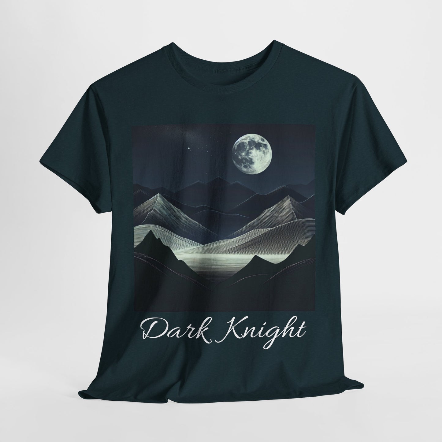 Dark Knight Unisex Heavy Cotton Tee - Celestial Mountain Design