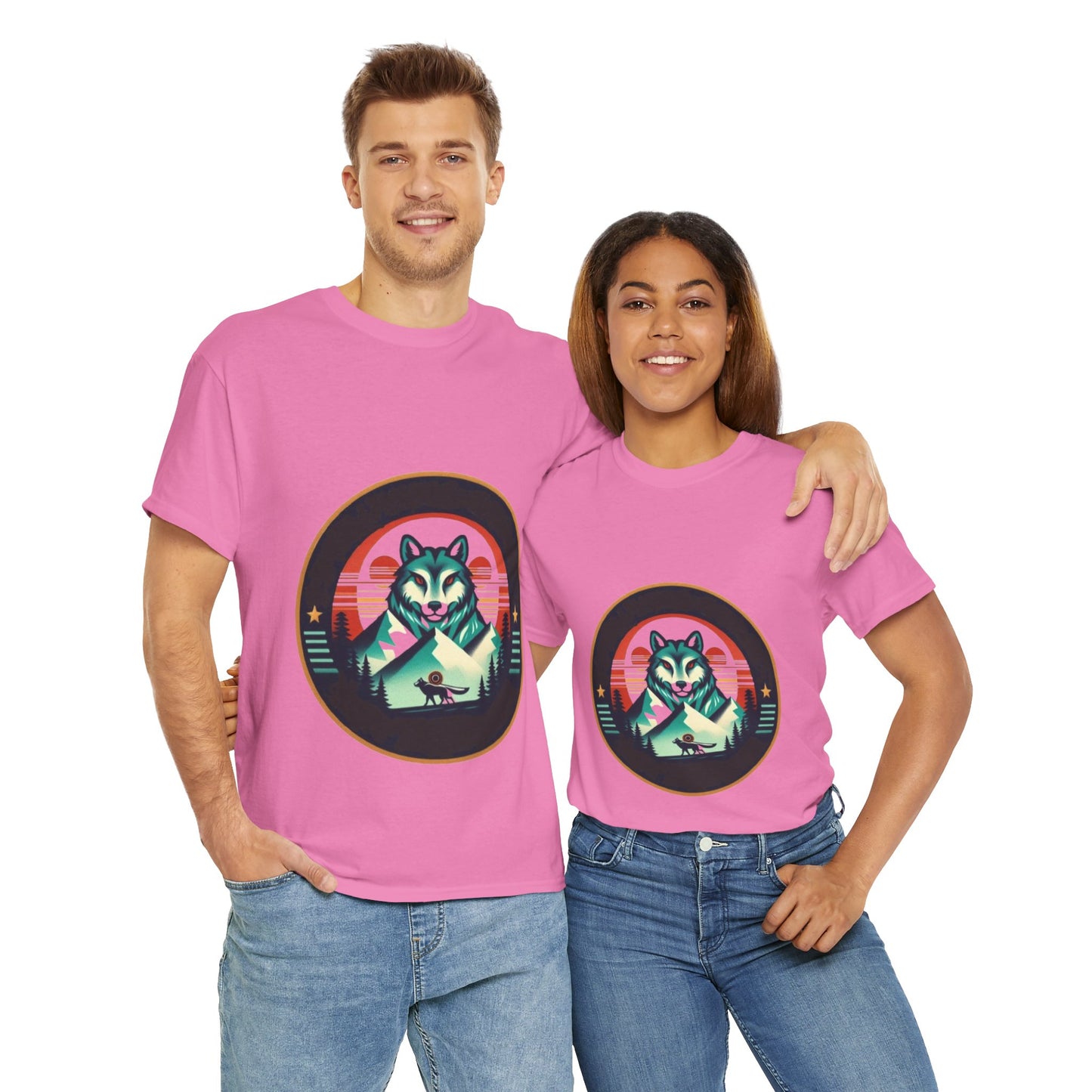 Mountain Wolf Unisex Heavy Cotton Tee - Adventure Spirit Design