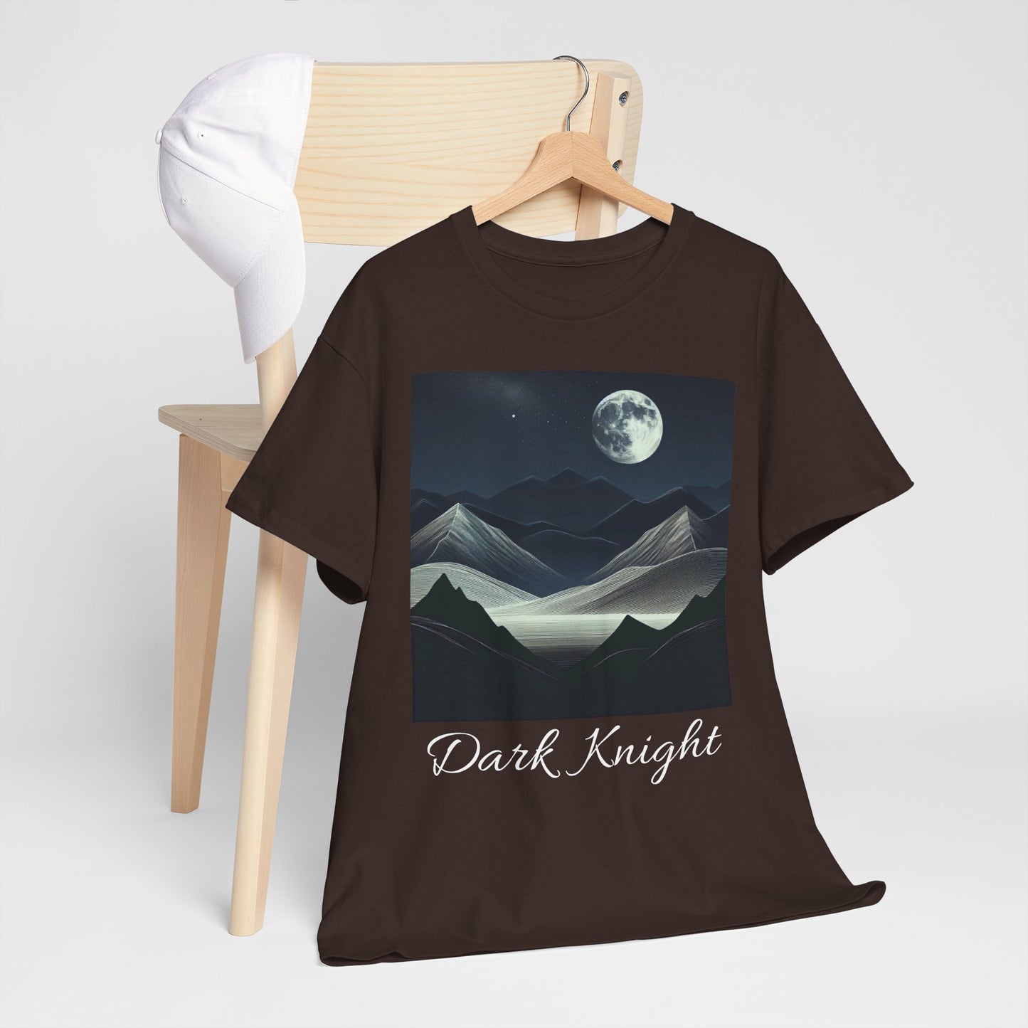 Dark Knight Unisex Heavy Cotton Tee - Celestial Mountain Design