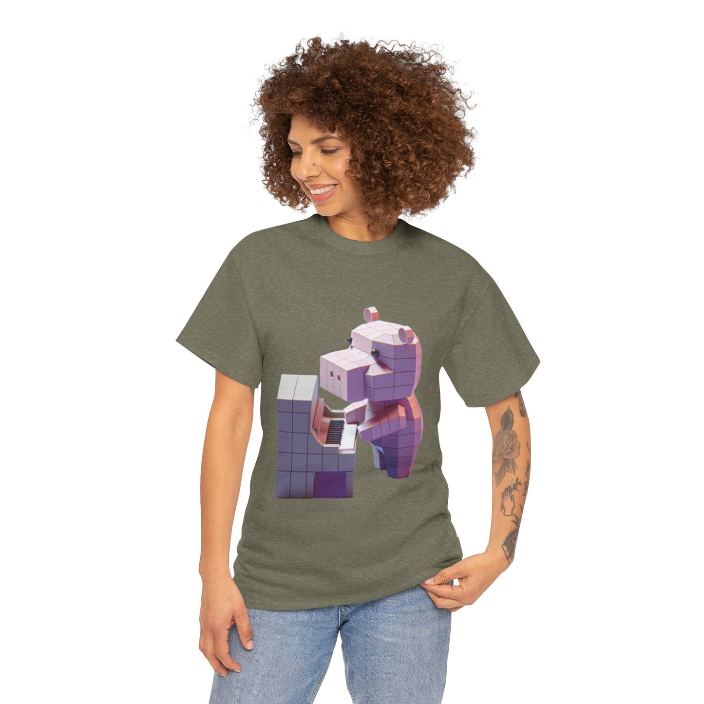 Cute 3D Animal Graphic Unisex Heavy Cotton Tee - Fun Casual Wear