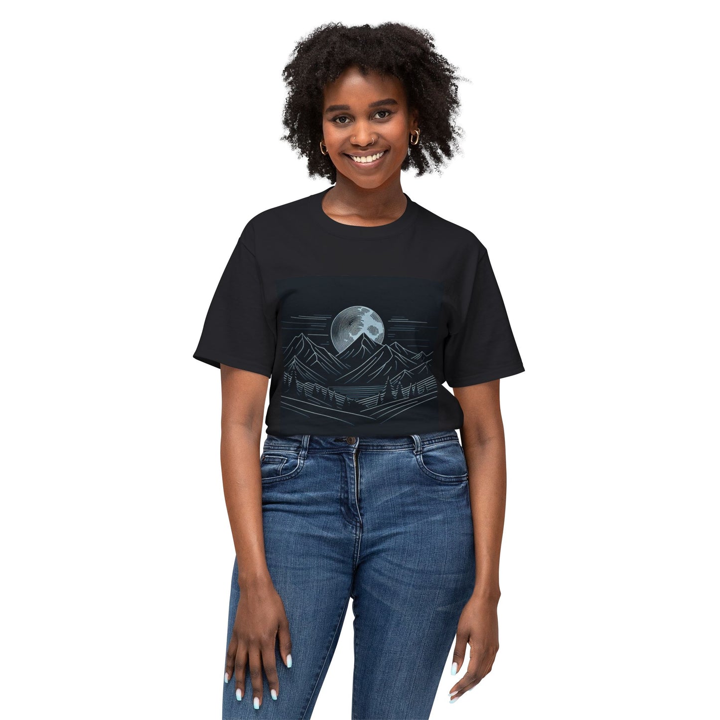 Mountain Moonlight Unisex HD Cotton T-Shirt | Nature Lover Gift
