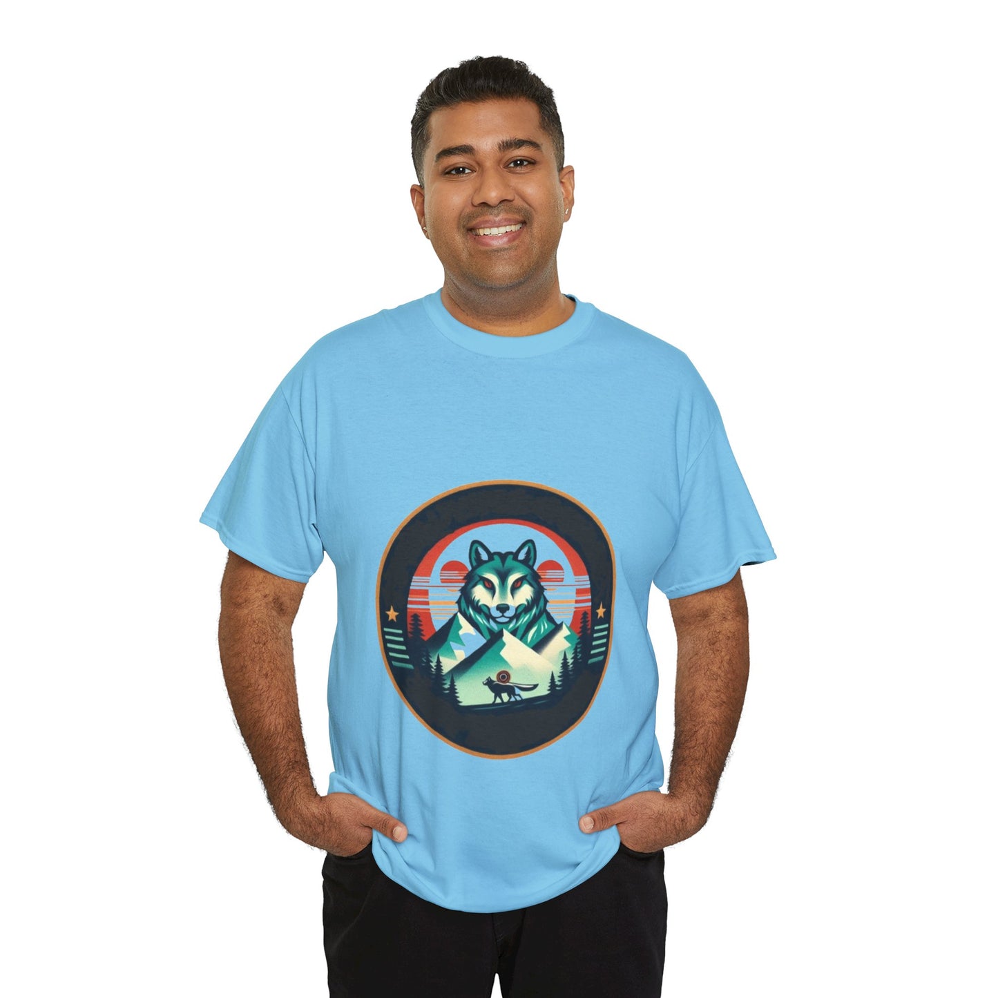 Mountain Wolf Unisex Heavy Cotton Tee - Adventure Spirit Design