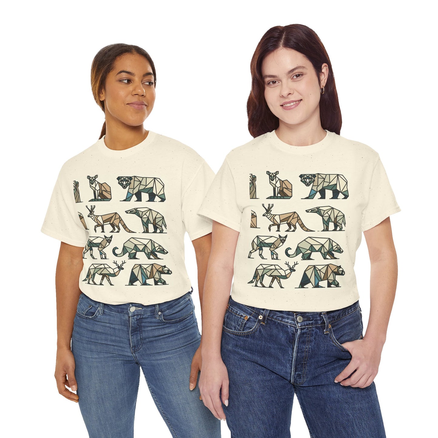 Geometric Animal Unisex Heavy Cotton Tee - Nature Lover's Design