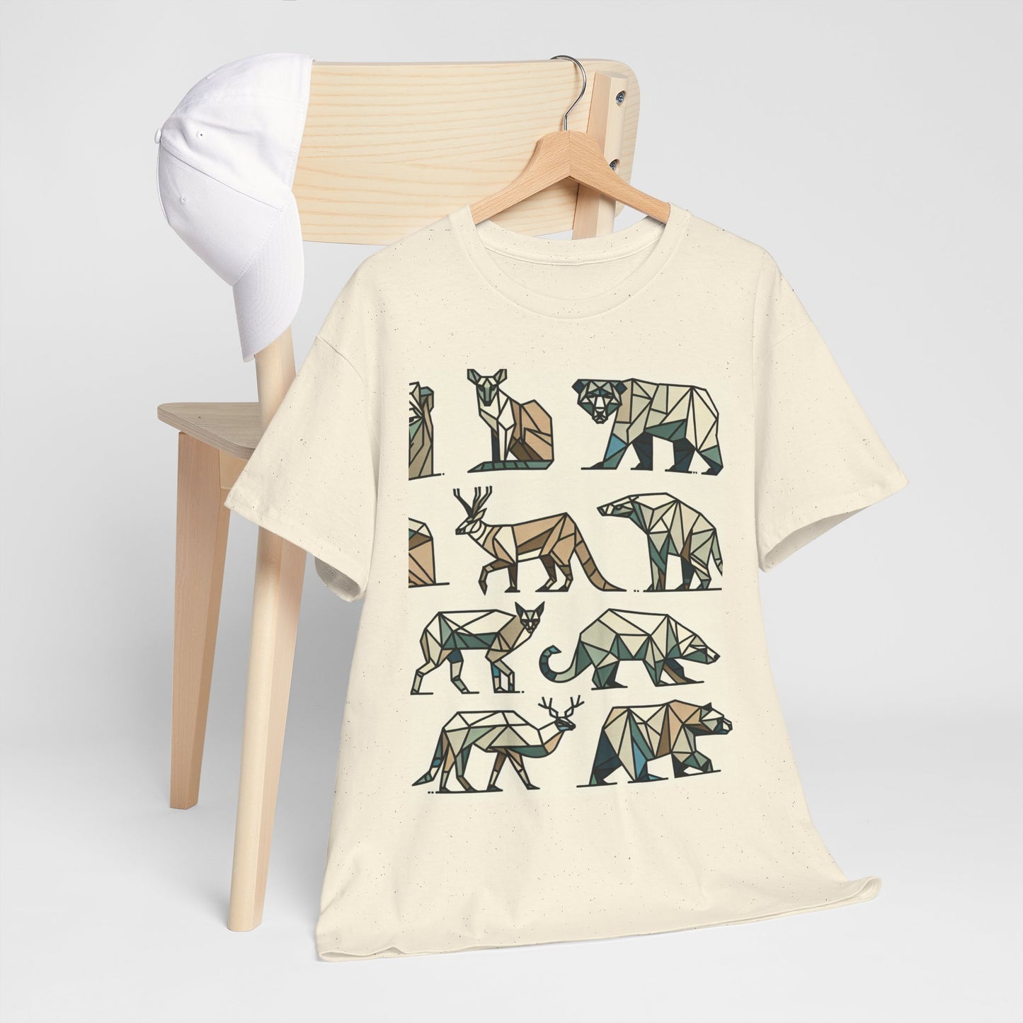 Geometric Animal Unisex Heavy Cotton Tee - Nature Lover's Design