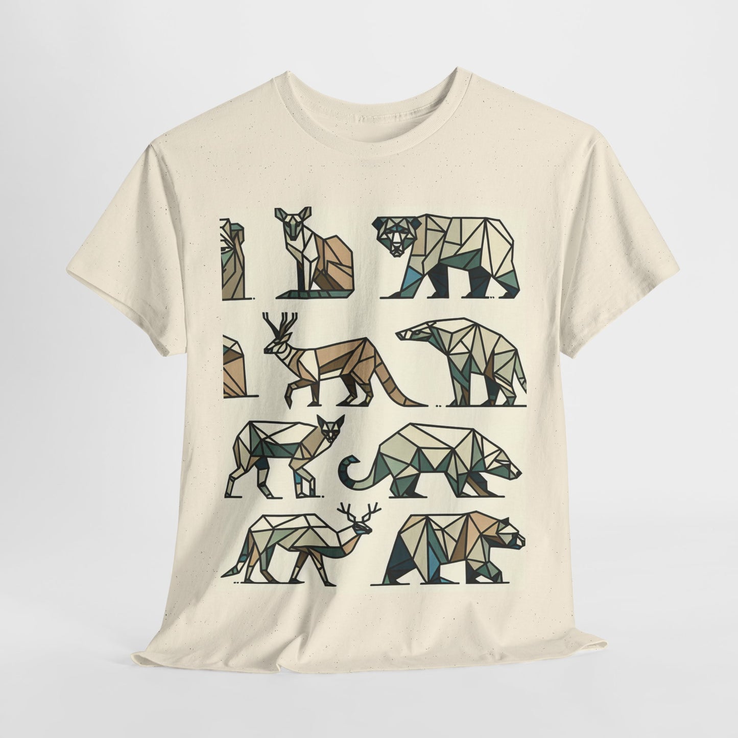 Geometric Animal Unisex Heavy Cotton Tee - Nature Lover's Design