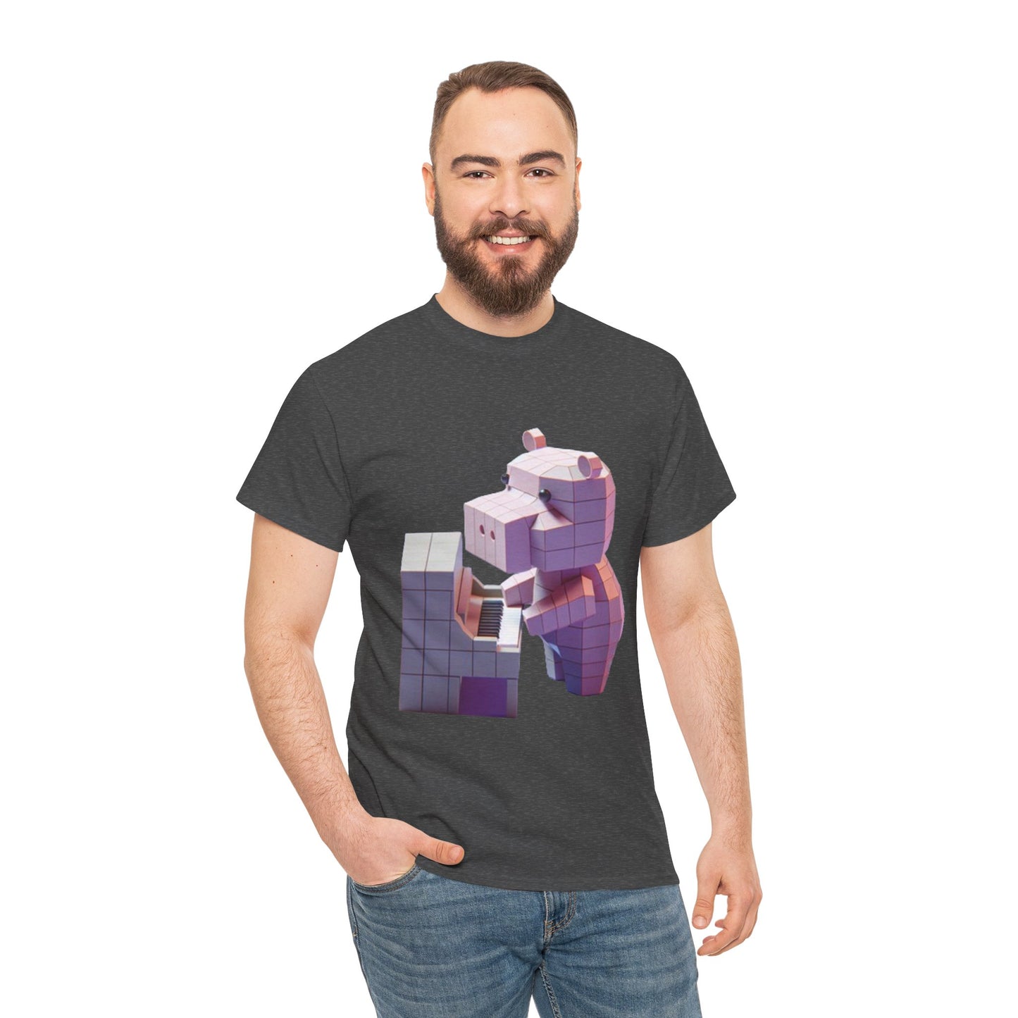 Cute 3D Animal Graphic Unisex Heavy Cotton Tee - Fun Casual Wear