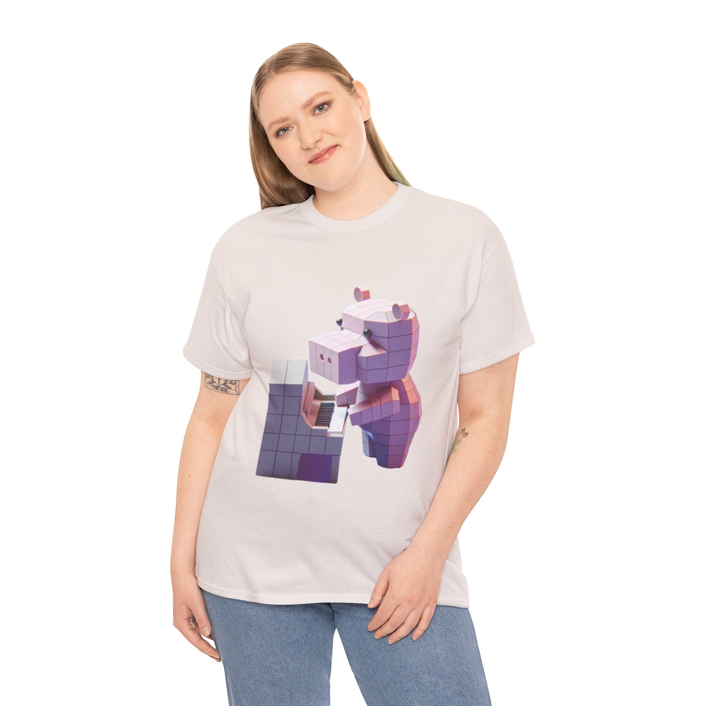 Cute 3D Animal Graphic Unisex Heavy Cotton Tee - Fun Casual Wear