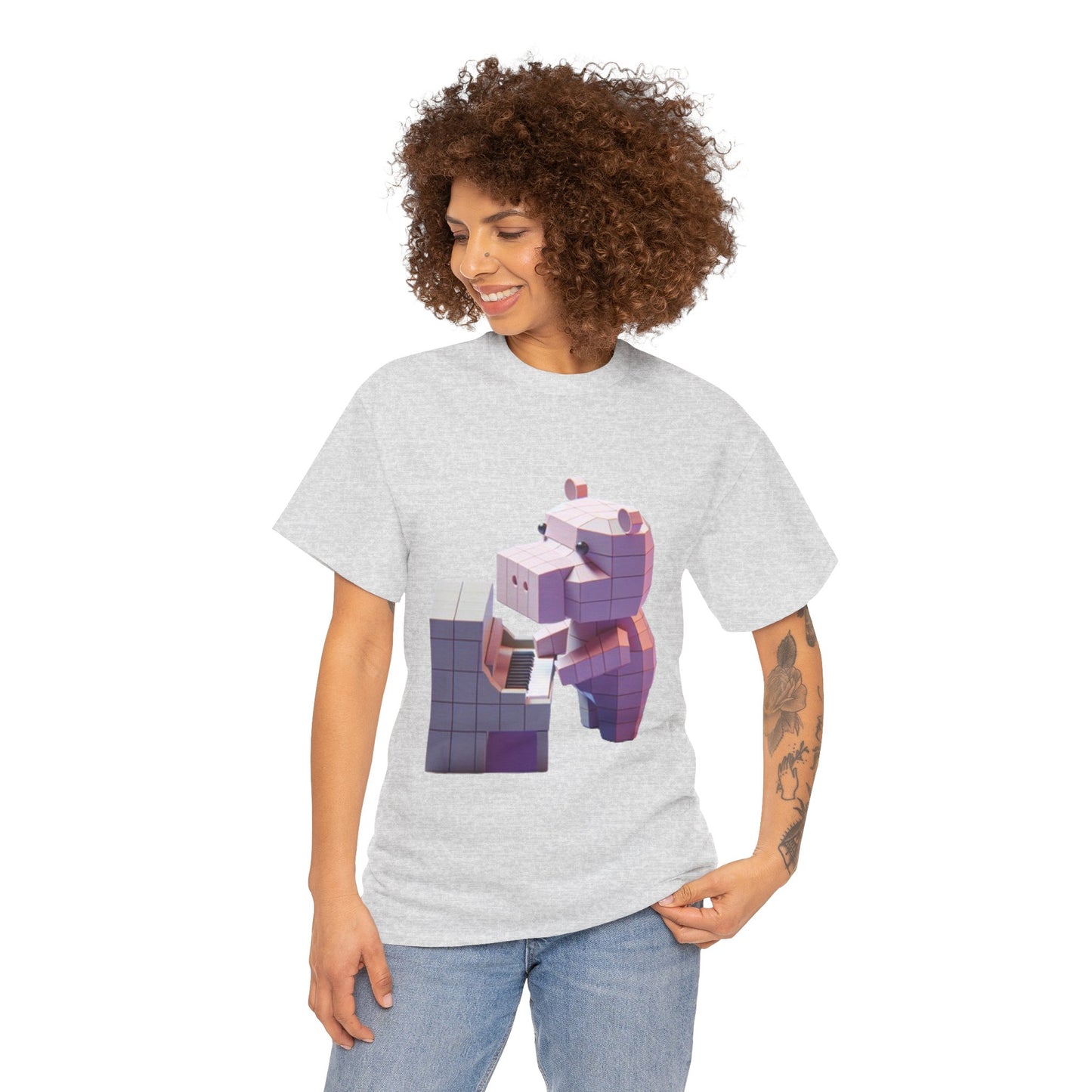 Cute 3D Animal Graphic Unisex Heavy Cotton Tee - Fun Casual Wear