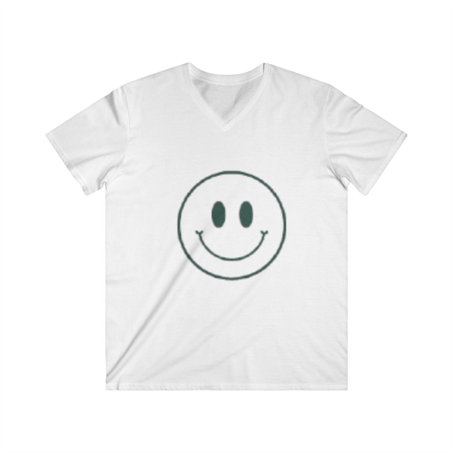 Men's Fitted V-Neck Tee - Happy Smiley Face Design