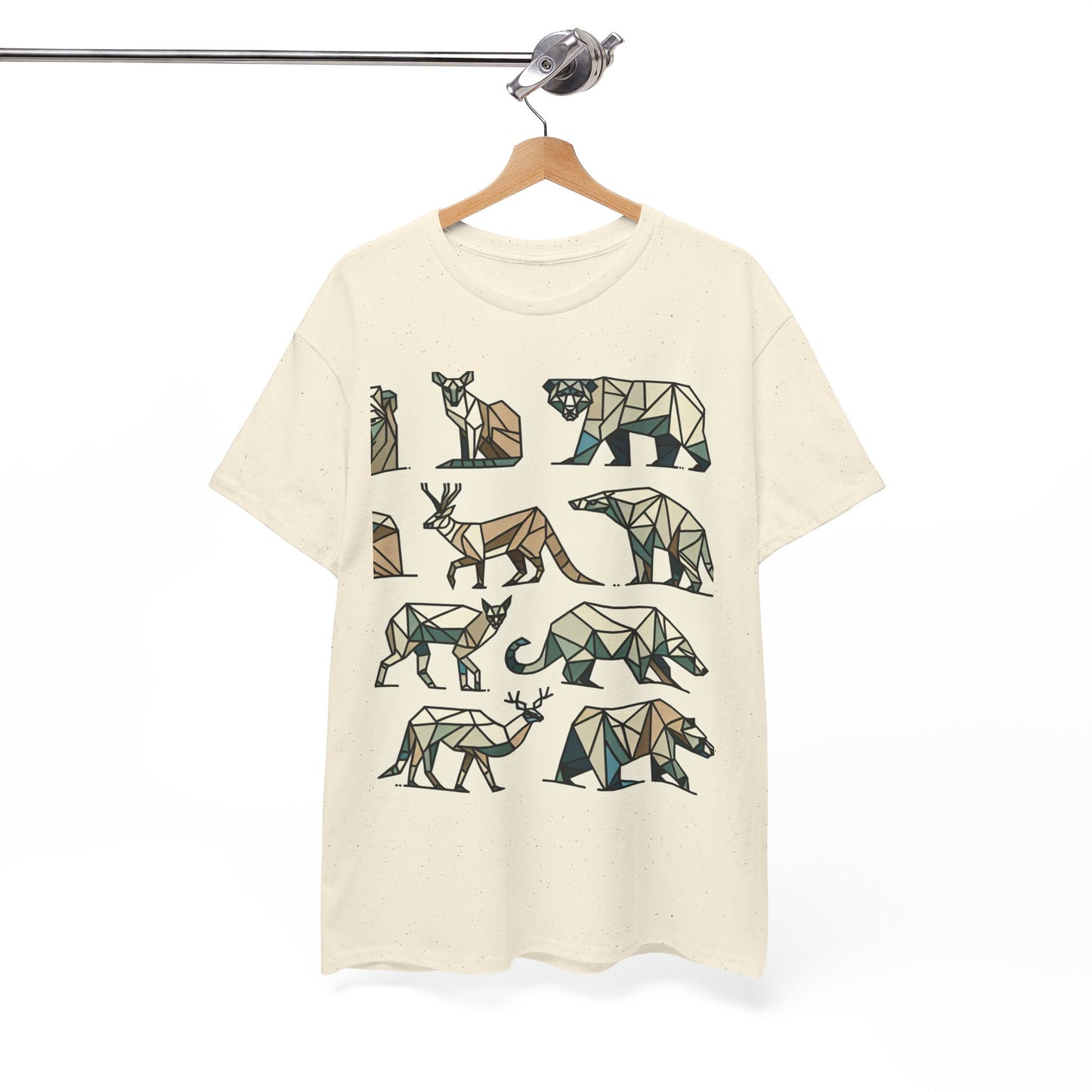 Geometric Animal Unisex Heavy Cotton Tee - Nature Lover's Design