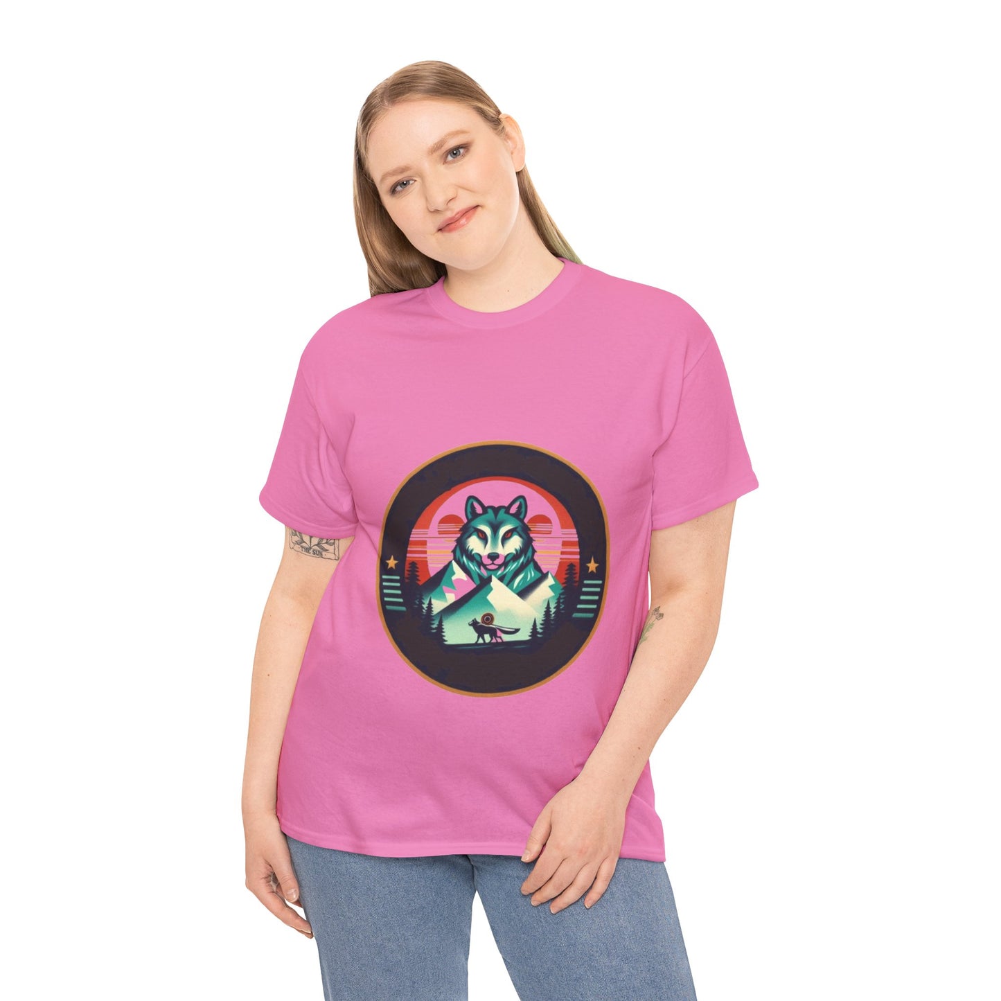 Mountain Wolf Unisex Heavy Cotton Tee - Adventure Spirit Design