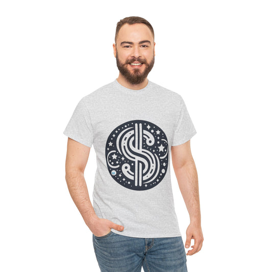Cosmic Dollar Sign Unisex Heavy Cotton Tee - Galactic Style for Everyday Wear