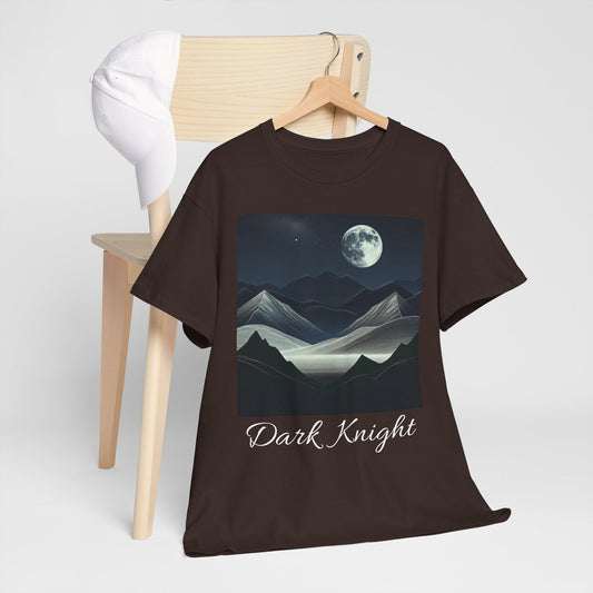 Dark Knight Unisex Heavy Cotton Tee - Celestial Mountain Design