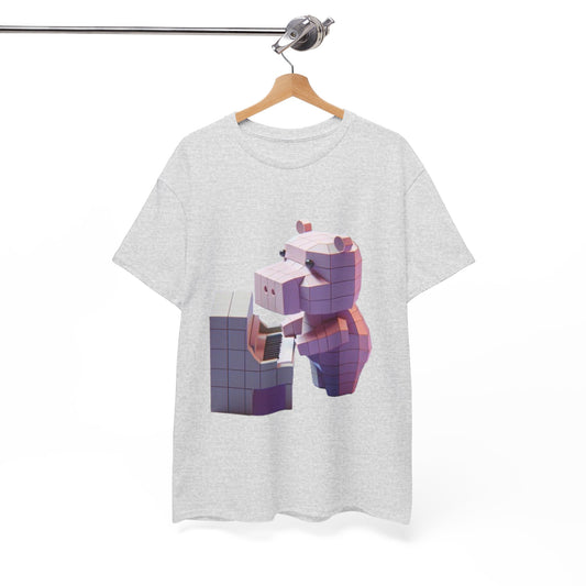 Cute 3D Animal Graphic Unisex Heavy Cotton Tee - Fun Casual Wear