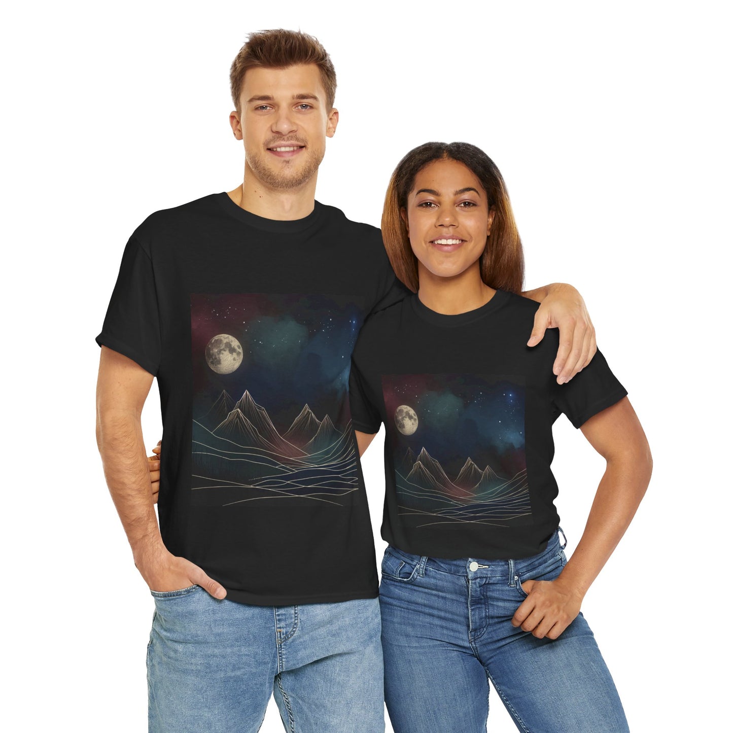 Night Sky Mountain Unisex Heavy Cotton Tee