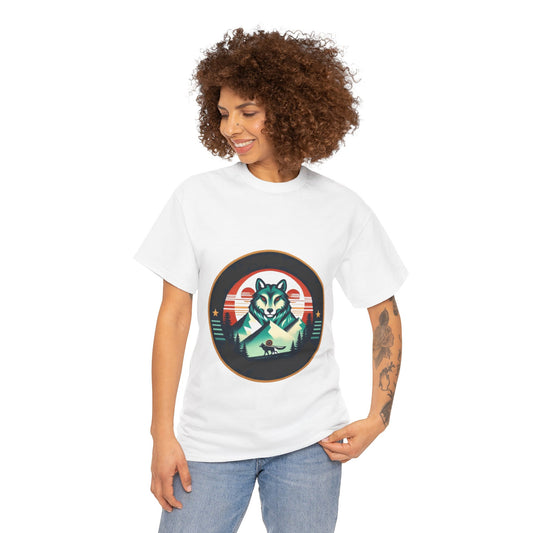 Mountain Wolf Unisex Heavy Cotton Tee - Adventure Spirit Design