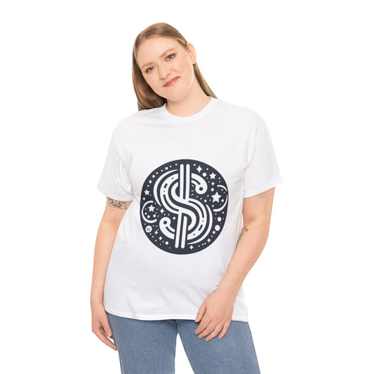 Cosmic Dollar Sign Unisex Heavy Cotton Tee - Galactic Style for Everyday Wear