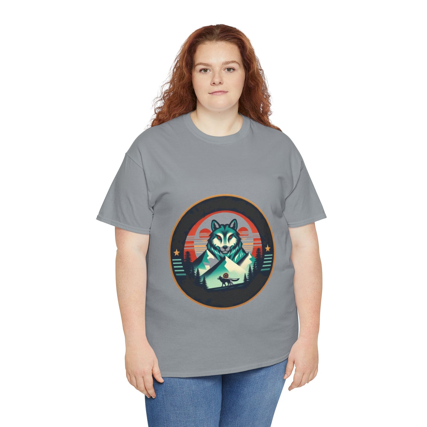 Mountain Wolf Unisex Heavy Cotton Tee - Adventure Spirit Design