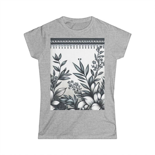 Floral Women's Softstyle Tee - Elegant Botanical Design