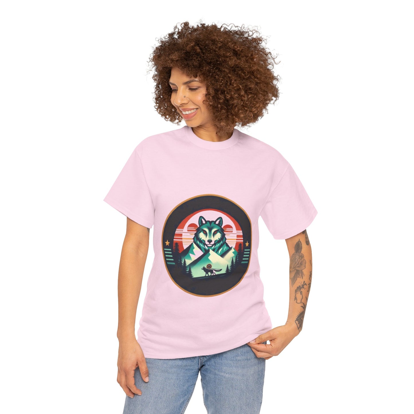 Mountain Wolf Unisex Heavy Cotton Tee - Adventure Spirit Design