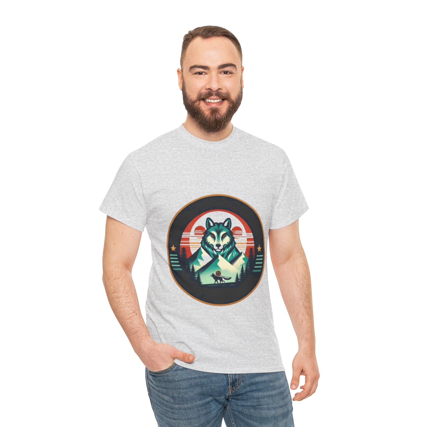 Mountain Wolf Unisex Heavy Cotton Tee - Adventure Spirit Design
