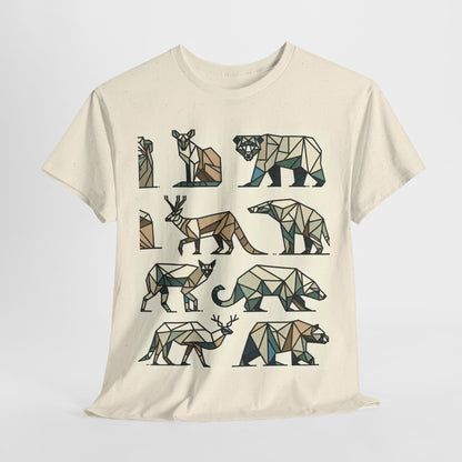 Geometric Animal Unisex Heavy Cotton Tee - Nature Lover's Design
