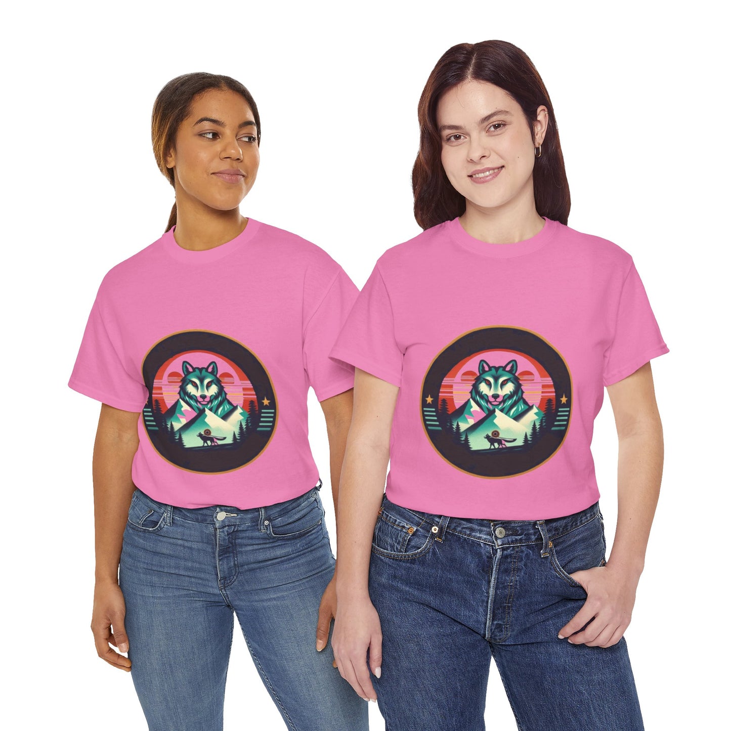 Mountain Wolf Unisex Heavy Cotton Tee - Adventure Spirit Design