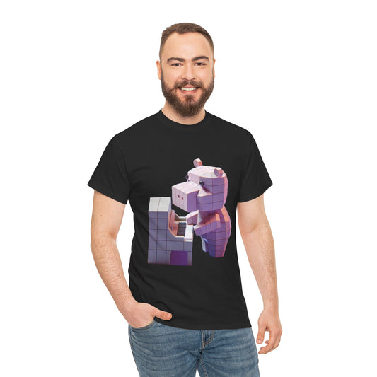 Cute 3D Animal Graphic Unisex Heavy Cotton Tee - Fun Casual Wear