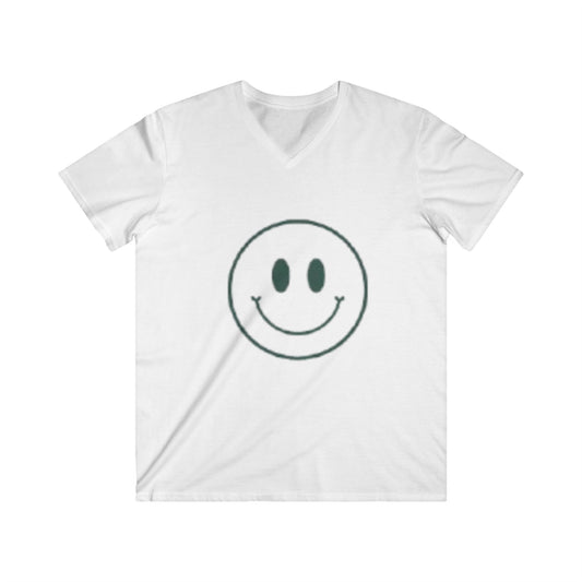 Men's Fitted V-Neck Tee - Happy Smiley Face Design