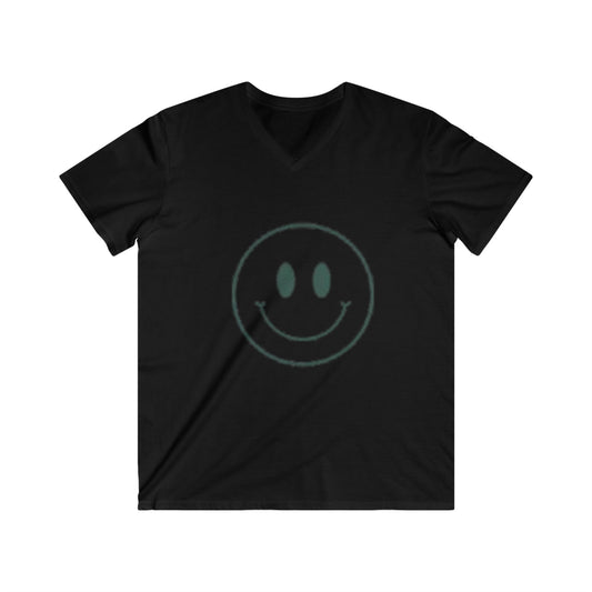 Men's Fitted V-Neck Tee - Happy Smiley Face Design